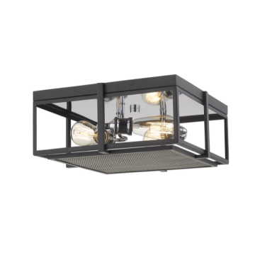 Z-Lite Halcyon 16" 3-Light Flush Mount - 120V - Matte Black / Chrome