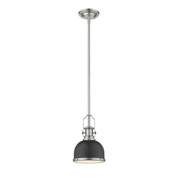 Z-Lite Melange 8" 1-Light Pendant - 120V - Matte Black / Brushed Nickel