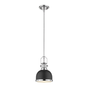 Z-Lite Melange 8" 1-Light Pendant - 120V - Matte Black / Chrome