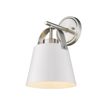 Z-Lite Z-Studio 8" 1-Light Wall Sconce - 120V - Matte White / Brushed Nickel