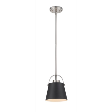 Z-Lite Z-Studio 8" 1-Light Pendant - 120V - Matte Black / Brushed Nickel