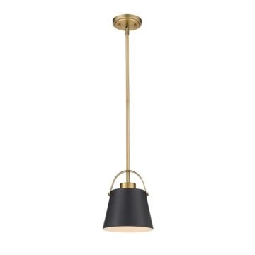 Z-Lite Z-Studio 8" 1-Light Pendant - 120V - Matte Black / Heritage Brass