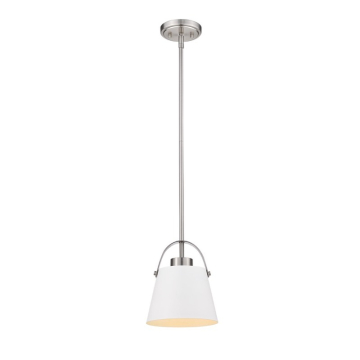 Z-Lite Z-Studio 8" 1-Light Pendant - 120V - Matte White / Brushed Nickel