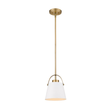 Z-Lite Z-Studio 8" 1-Light Pendant - 120V - Matte White / Heritage Brass