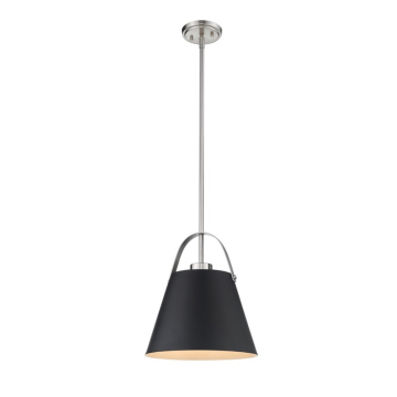 Z-Lite Z-Studio 12.5" 1-Light Pendant - 120V - Matte Black / Brushed Nickel