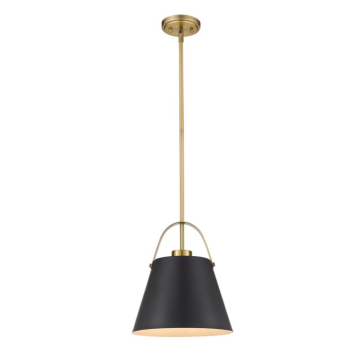 Z-Lite Z-Studio 12.5" 1-Light Pendant - 120V - Matte Black / Heritage Brass