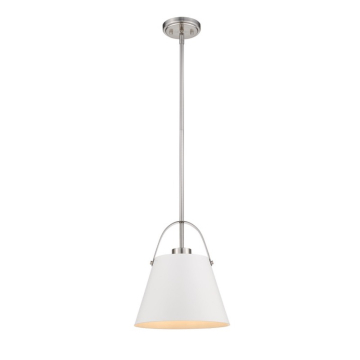 Z-Lite Z-Studio 12.5" 1-Light Pendant - 120V - Matte White / Brushed Nickel