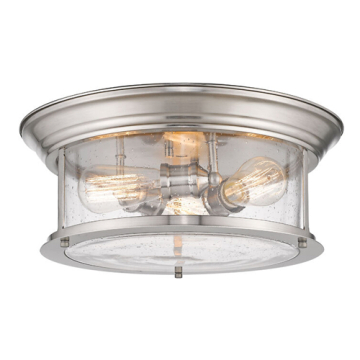 Z-Lite Sonna 16" 3-Light Flush Mount - 120V - Brushed Nickel / Clear Seedy