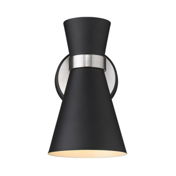 Z-Lite Soriano 1-Light Wall Sconce - 120V - Matte Black / Brushed Nickel