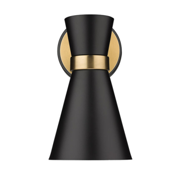 Z-Lite Soriano 1-Light Wall Sconce - 120V - Matte Black / Heritage Brass