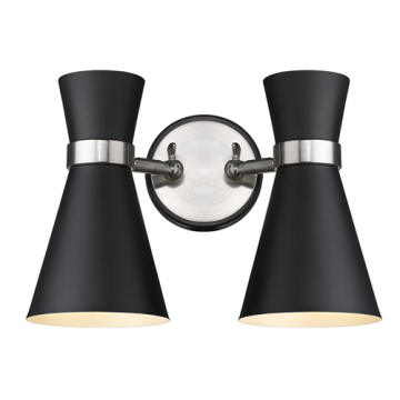 Z-Lite Soriano 2-Light Wall Sconce - 120V - Matte Black / Brushed Nickel