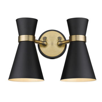 Z-Lite Soriano 2-Light Wall Sconce - 120V - Matte Black / Heritage Brass