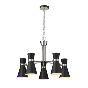 Z-Lite Soriano 5-Light Chandelier - 120V - Matte Black / Brushed Nickel