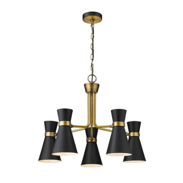 Z-Lite Soriano 5-Light Chandelier - 120V - Matte Black / Heritage Brass