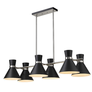 Z-Lite Soriano 6-Light Linear Chandelier - 120V - Matte Black / Brushed Nickel