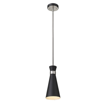 Z-Lite Soriano 6" 1-Light Pendant - 120V - Matte Black / Brushed Nickel