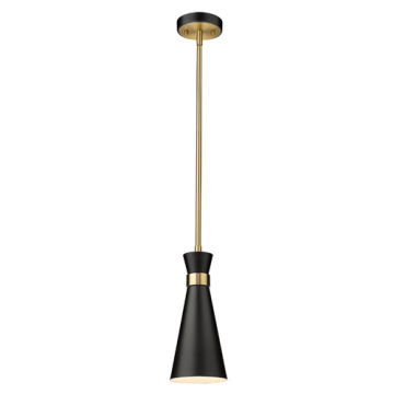 Z-Lite Soriano 6" 1-Light Pendant - 120V - Matte Black / Heritage Brass