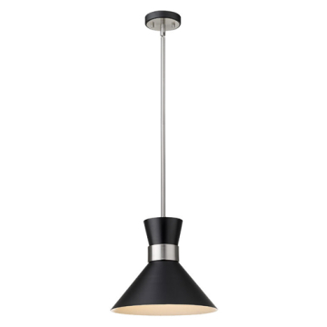 Z-Lite Soriano 13" 1-Light Pendant - 120V - Matte Black / Brushed Nickel