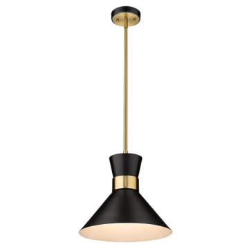 Z-Lite Soriano 13" 1-Light Pendant - 120V - Matte Black / Heritage Brass