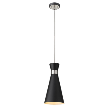 Z-Lite Soriano 8" 1-Light Pendant - 120V - Matte Black / Brushed Nickel