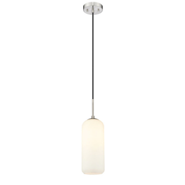 Z-Lite Monty 17" 1-Light Pendant - 120V - Brushed Nickel / Matte Opal