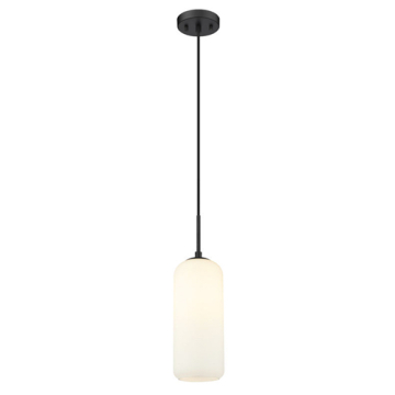 Z-Lite Monty 17" 1-Light Pendant - 120V - Matte Black / Matte Opal
