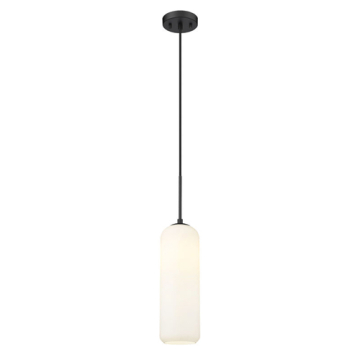 Z-Lite Monty 22" 1-Light Pendant - 120V - Matte Black / Matte Opal