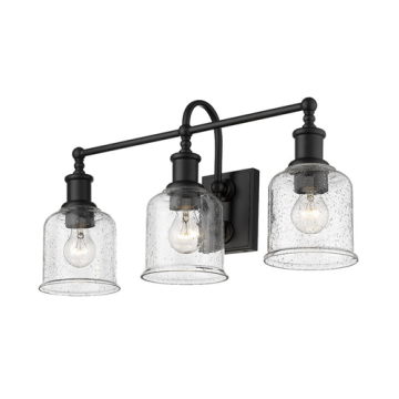 Z-Lite Bryant 3-Light Vanity - 120V - Matte Black / Clear