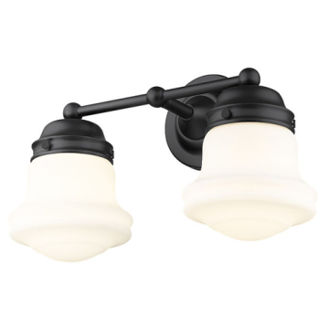 Z-Lite Vaughn 2-Light Vanity - 120V - Matte Black / Matte Opal
