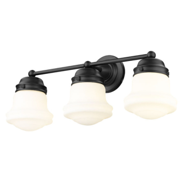 Z-Lite Vaughn 3-Light Vanity - 120V - Matte Black / Matte Opal