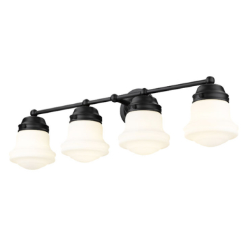 Z-Lite Vaughn 4-Light Vanity - 120V - Matte Black / Matte Opal