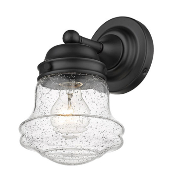 Z-Lite Vaughn 1-Light Wall Sconce - 120V - Matte Black / Clear Seedy
