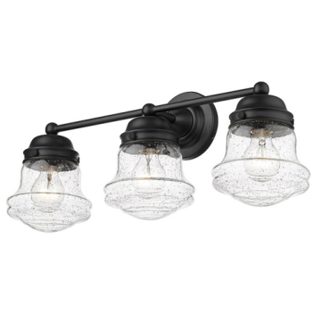 Z-Lite Vaughn 3-Light Vanity - 120V - Matte Black / Clear Seedy