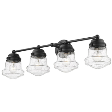 Z-Lite Vaughn 4-Light Vanity - 120V - Matte Black / Clear Seedy