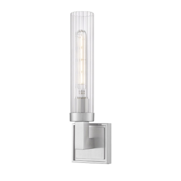 Z-Lite Beau 1-Light Wall Sconce - 120V - Brushed Nickel / Clear Ribbed