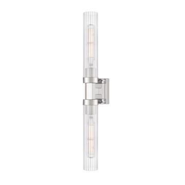 Z-Lite Beau 2-Light Linear Wall Sconce - 120V - Polished Nickel / Clear Ribbed