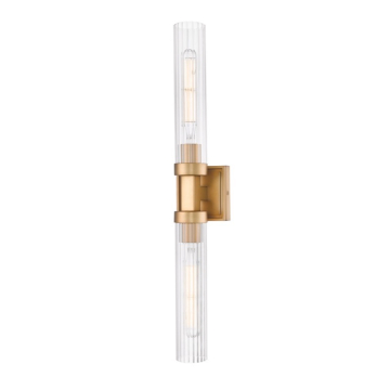Z-Lite Beau 2-Light Linear Wall Sconce - 120V - Rubbed Brass / Clear Ribbed