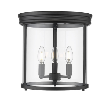 Z-Lite Thayer 3-Light Flush Mount - 120V - Matte Black