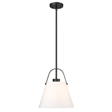 Z-Lite Z-Studio 13" 1-Light Pendant - 120V - Matte Black / Ivory