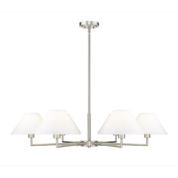 Z-Lite Leila 44" 6-Light Chandelier - 120V - Brushed Nickel / White Linen