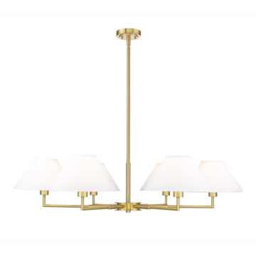 Z-Lite Leila 44" 6-Light Chandelier - 120V - Luxe Gold / White Linen
