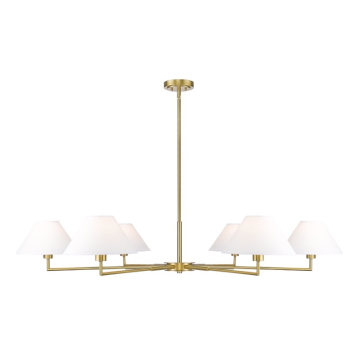 Z-Lite Leila 63" 6-Light Chandelier - 120V - Luxe Gold / White Linen