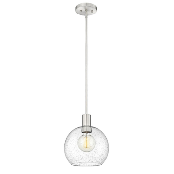 Z-Lite Margo 10" 1-Light Pendant - 120V - Brushed Nickel / Clear Seedy