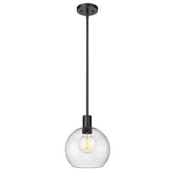 Z-Lite Margo 10" 1-Light Pendant - 120V - Matte Black / Clear Seedy