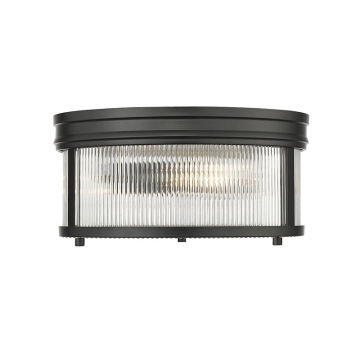 Z-Lite Carnaby 13" 2-Light Round Flush Mount - 120V - Matte Black