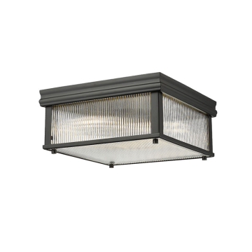 Z-Lite Carnaby 13" 2-Light Square Flush Mount - 120V - Matte Black