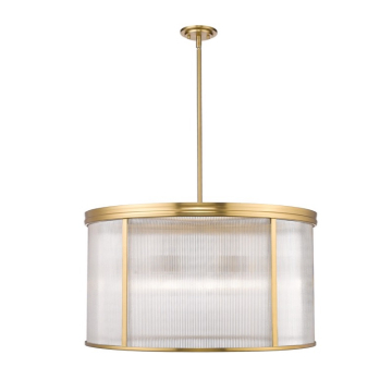 Z-Lite Carnaby 32" 9-Light Chandelier - 120V - Modern Gold / Clear Ribbed