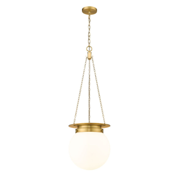 Z-Lite Calhoun 13" 1-Light Pendant - 120V - Heritage Brass / White Opal