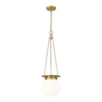 Z-Lite Calhoun 9" 1-Light Pendant - 120V - Heritage Brass / White Opal