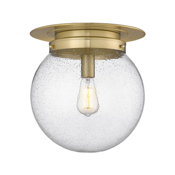 Z-Lite Calhoun 13" 1-Light Flush Mount - 120V - Heritage Brass / Clear Seedy